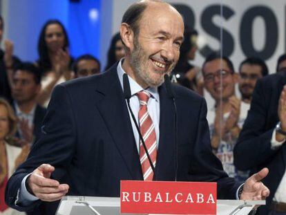 Alfredo Pérez Rubalcaba, en el acto de proclamación de su candidatura a las elecciones generales celebrado el sábado