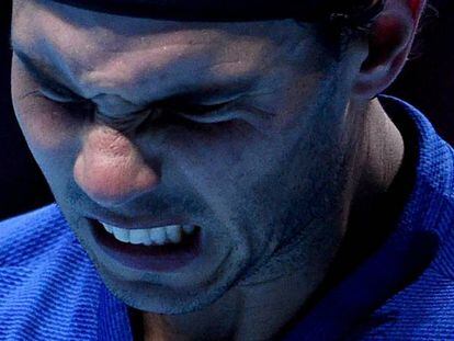 Nadal gesticula durante el partido ante Goffin en Londres.