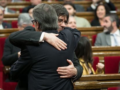 Los expresidentes de la Generalitat Artur Mas y Carles Puigdemont, en una foto de archivo.