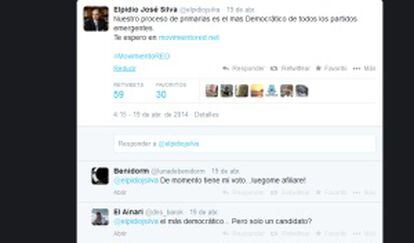Pantallazo de la cuenta de Twitter del juez Elpidio Silva.