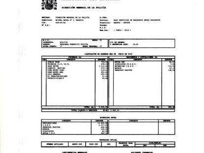 &Uacute;ltima n&oacute;mina de un Polic&iacute;a Nacional. Cobra un complemento por vivir en Madrid. Este mes le han quitado la mitad de la extra de junio y en diciembre se la suprimir&aacute;n entera. Desde que empez&oacute; la crisis ha perdido 4.000 euros. 