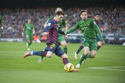 Leo Messi, en una acci&oacute;n en el &uacute;ltimo partido de liga.