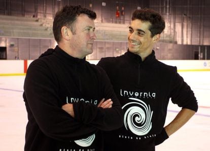Javier Fernández y Brian Orser, en Valdemoro.