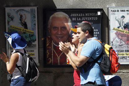 Peregrinos en Madrid, durante la Jornada Mundial de la Juventud en la que participó Benedicto XVI en el verano de 2011.