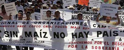 Protestas en Ciudad de México contra la subida del precio de la torta de maiz