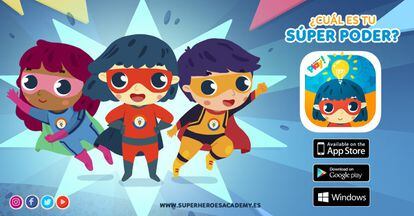 Super Héroes Academy. Una aplicación educativa para aprender a través del juego interactivo, pensada para niños y niñas de 3 a 6 años, con contenido multilingüe en castellano, inglés y catalán.