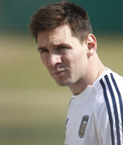 Messi, durante un entrenamiento con Argentina en Ezeiza.