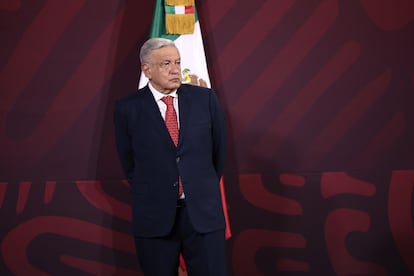 López Obradro en la rueda de prensa del lunes 5 de junio de 2023 en Palacio Nacional.