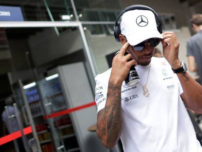 Lewis Hamilton, en el circuito de Interlagos.