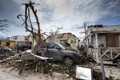 Estado de algunas de las viviendas de la isla caribeña de San Martín tras el paso del huracán Irma, el 7de septiembre de 2017.
