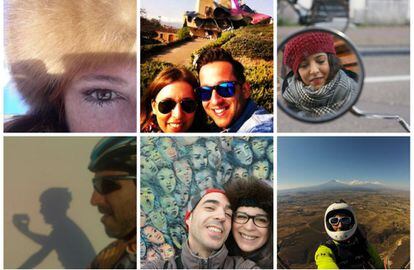 La premisa del concurso era simple: queríamos 'selfies' viajeros. Entre los cientos de fotografías recibidas había de todo. Retratos que usaban espejos, cámaras vueltas hacia el autorretratado, brazos larguísimos, incluso un parapente. Solo pudo haber dos ganadores, pero estas son las 22 mejores autofotos del concurso de 'selfies' convocado en el Facebook de El Viajero durante el pasado mes de abril.