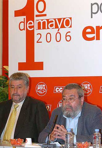 José María Fidalgo (izquierda) y Cándido Méndez, en la sede de UGT.