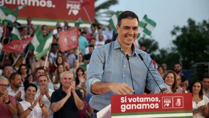 Pedro Sanchez en el acto fin de campaña de las elecciones andaluzas.