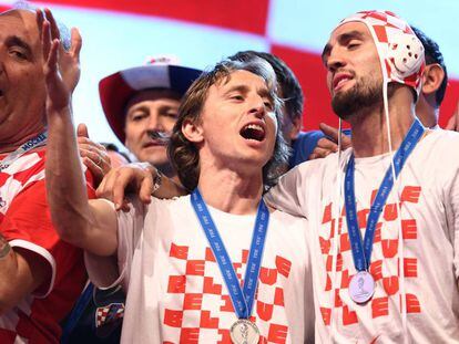 Modric junto a Kovacic, en Zagreb tras el Mundial.