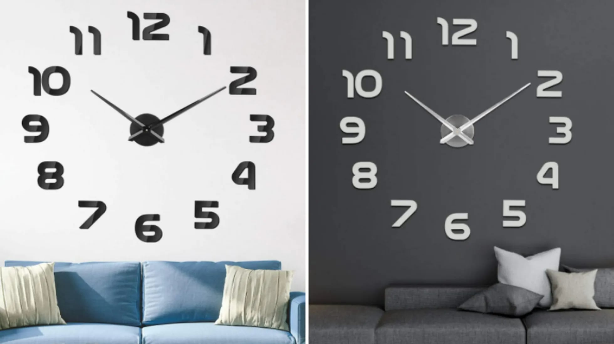 Reloj de pared silencioso con números redondo, diseño clásico