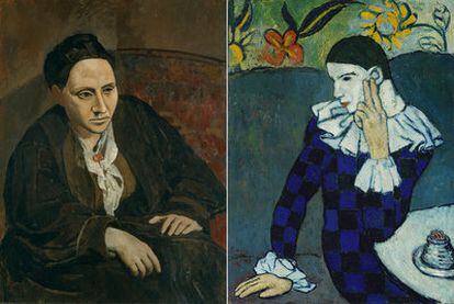 <i>Gertrude Stein </i><b>y</b> <i>Arlequín sentado en un café,</i> dos de los cuadros de Picasso que se expondrán en el Metropolitan de Nueva York.