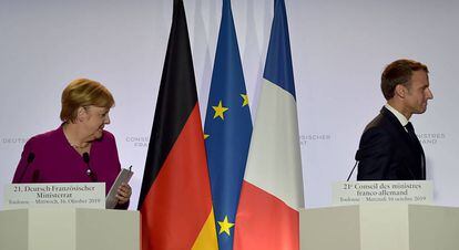 La canciller Angela Merkel y el presidente Emmanuel Macron, en Toulouse