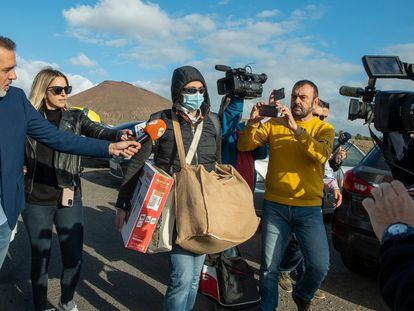 Raúl Díaz, a la salida de la prisión de Tahiche, Lanzarote, el 13 de enero.