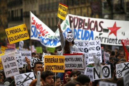 Manifestaci&oacute;n de estudiantes en Madrid. 