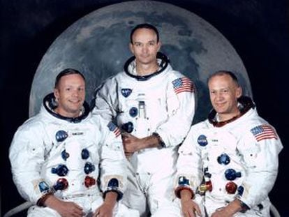 La tripulación del Apolo 11. Armstrong, a la izquierda.