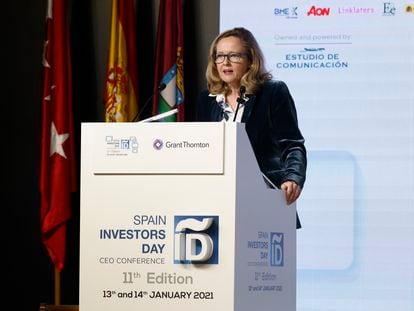 Intervención de la ministra Nadia Calviño, durante el Spain Investors Day.