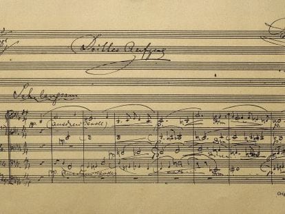 Detalle de la partitura original de &#039;Parsifal&#039;, de Richard Wagner.