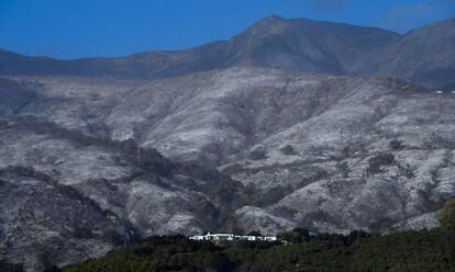 Las colinas que rodean Montecito, en Santa Bárbara, arrasadas por el incendio Thomas.