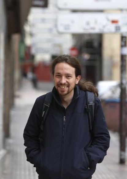 Pablo Iglesias, a la entrada del Consejo Ciudadano de Podemos.