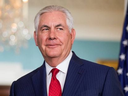 El secretario de Estado de EEUU, Rex Tillerson, este viernes en la sede de su departamento, en Washington.