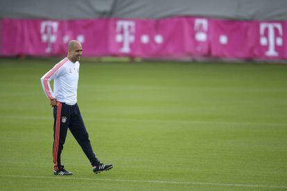 Guardiola, ayer en el entrenamiento del Bayern.