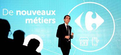 Alexandre Bompard, CEO de Carrefour, este martes en la presentación del nuevo plan estratégico hasta 2026.