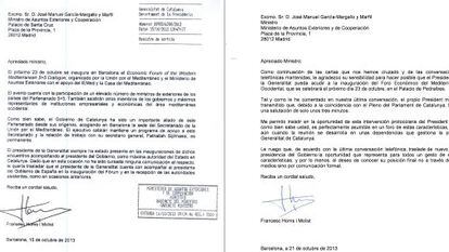 Cartas entre la Generalitat y el Gobierno.