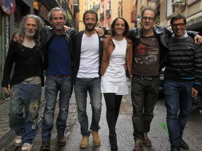 El director y los actores de la película, en el rodaje.