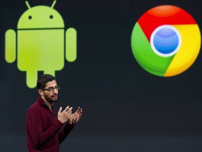 Sundar Pichai, vicepresidente de Android, en la conferencia.