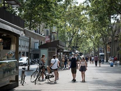 Turistas en la Rambla