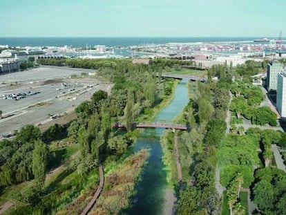 Uno de los proyectos (Con-fluir) para el parque  de Desembocadura de Valencia.