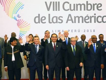Jefes de estado y representantes que participan en la VIII Cumbre de las Américas.