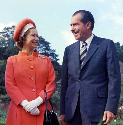 La reina Isabel II con el presidente Richard Nixon en 1970, una visita informal que no tuvo carácter de Estado.