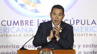 Jimmy Morales en Guatemala, durante la Cumbre Iberoamericana en noviembre. 