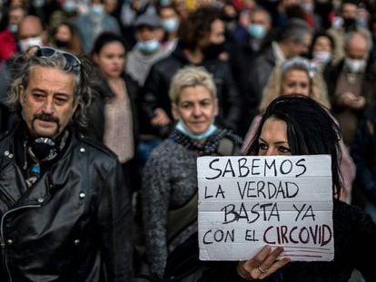 Manifestación de negacionistas de la covid-19, el pasado 7 de noviembre en Madrid.
