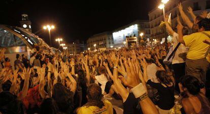 Grito mudo en la Puerta del Sol de Madrid el 23 de julio de 2011.