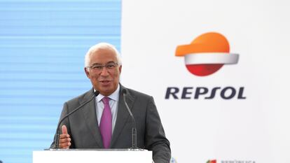 El primer ministro luso, António Costa durante la presentación de las dos nuevas fábricas de polímeros que construirá Repsol en el complejo industrial de Sines. EFE/ MANUEL DE ALMEIDA/LUSA
