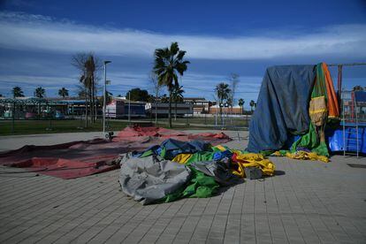 State in which the damaged bouncy castle in Mislata has been, in an image this Wednesday.