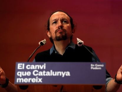 El vicepresidente segundo del Gobierno y líder de Podemos, Pablo Iglesias, este domingo en Barcelona.