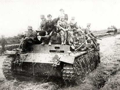 Un carro de combate Panzer alemán durante la Segunda Guerra Mundial.