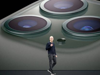 Tim Cook en el evento de presentación de los iPhone 11.