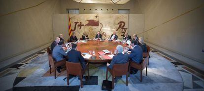 El Gobierno catalán, durante la reunión de este martes.