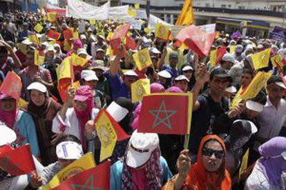 Manifestación sindical en Casablanca.
