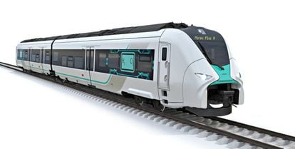 Recreación del futuro tren a hidrógeno de Siemens, el Mireo Plus H.