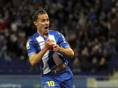 Abraham celebra un gol ante el Rayo.